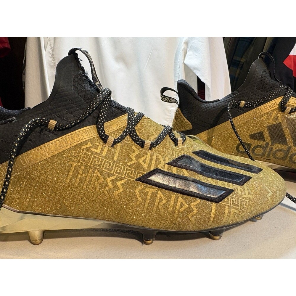 Adidas Adizero New Reign Football Cleats Young King 3 Stripe GOLD Mens Size 12.5